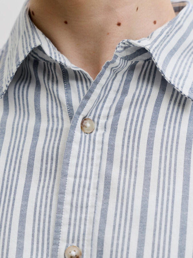 Camisa Jack&Jones Chad Oxford Stripe 12288647 azul (ensign blue)